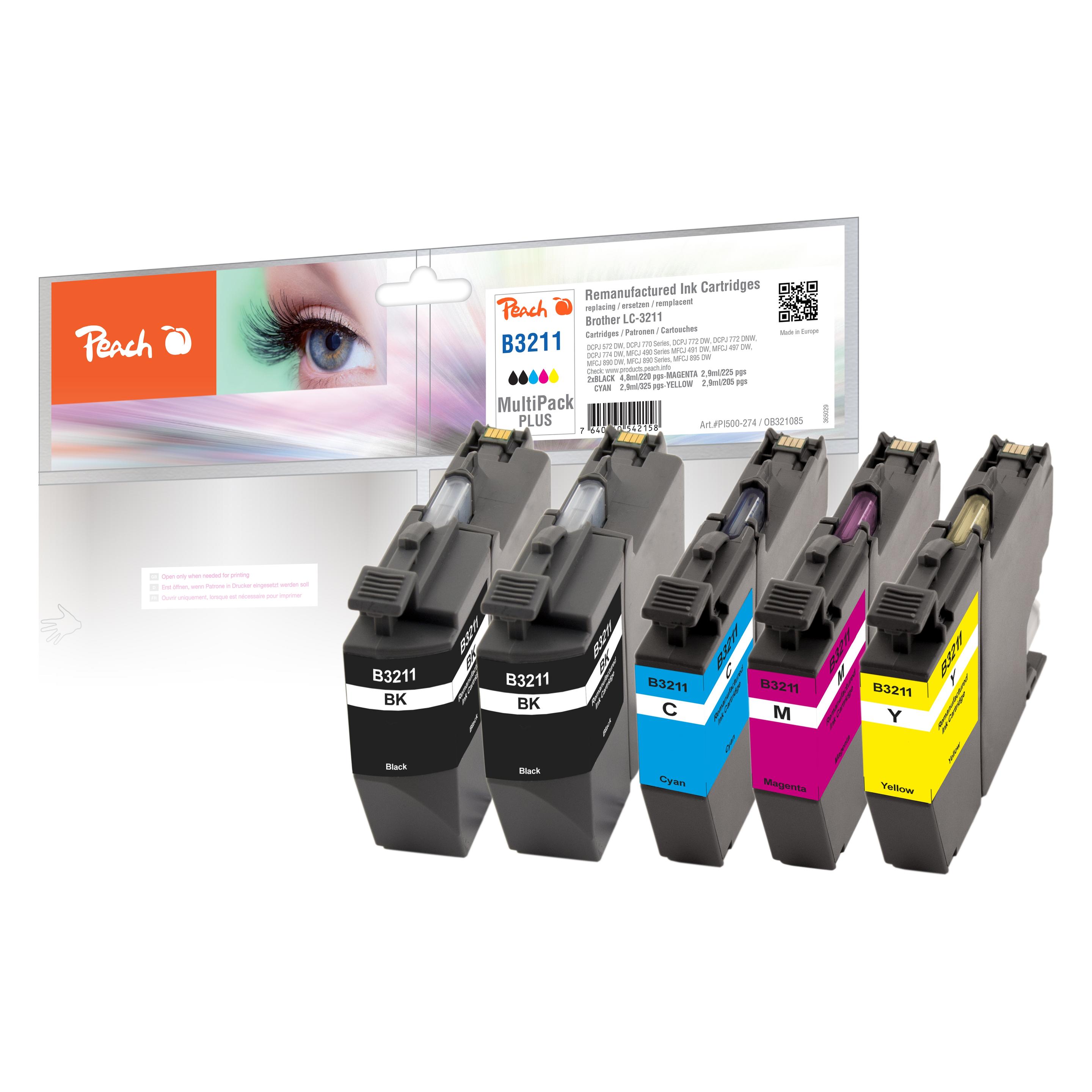 Peach Brother LC-3211, PEA, Multi-Pack-Plus, REM, FW (BK, C, M, Y) (PI500-274)