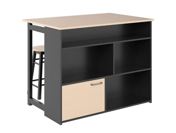 ROVRYN Ensemble table de bar pliante 3 pièces avec 2 tabourets et rangements noir