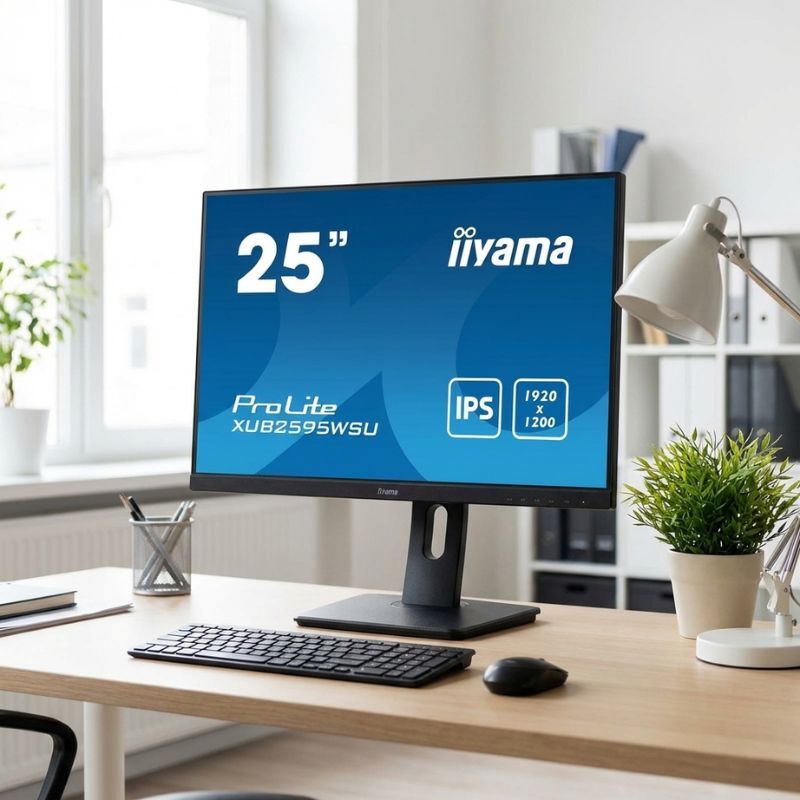 IIYAMA ProLite XUB2595WSU-B5 Écran IPS 25'' Moniteur professionnel WUXGA de 25 pouces avec dalle IPS, format 16:10 et support ergonomique pour les