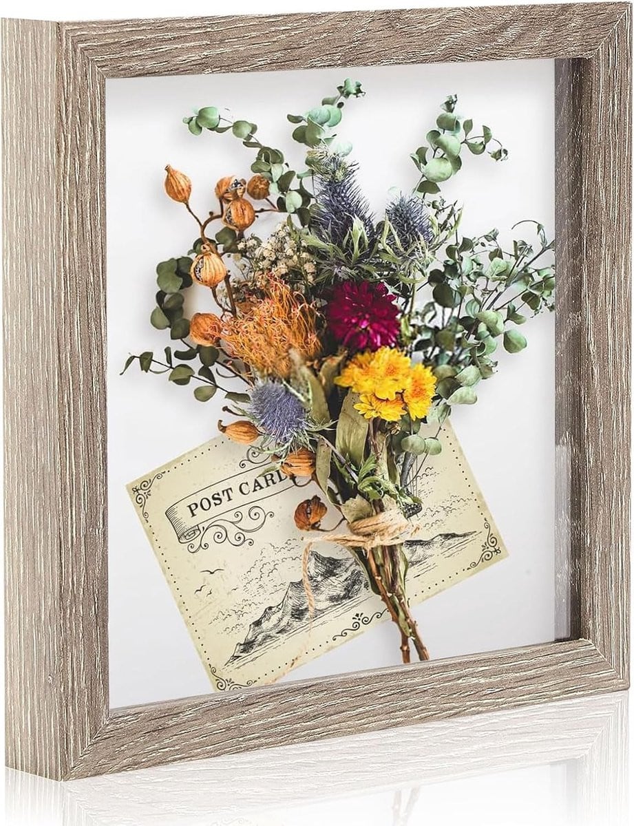 Diepe houten 3D fotolijst met glasplaat voor wanddecoratie en bureau