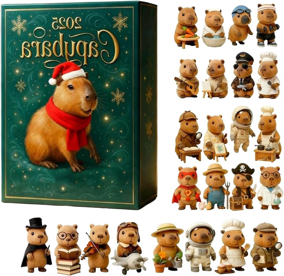 2D Capybara 2025 Collectable Kalender met Kerstboom voor Volwassenen