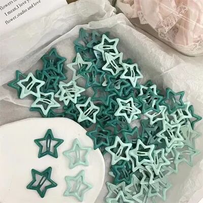 Perfect Picks Market Colorful Star Hair Clips Kawaii Snap Barrettes Set For Girls & Teens green Random 20pcs