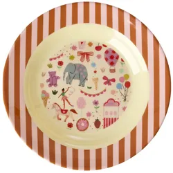 RICE Melamin Tiefer Kinderteller Fun Fair, Pink - 250 ml Ø 20 cm, Höhe 3 cm