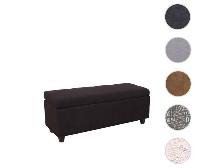 Banc/banquette/coffre de rangement Kriens 112x45x45cm tissu ~ noir