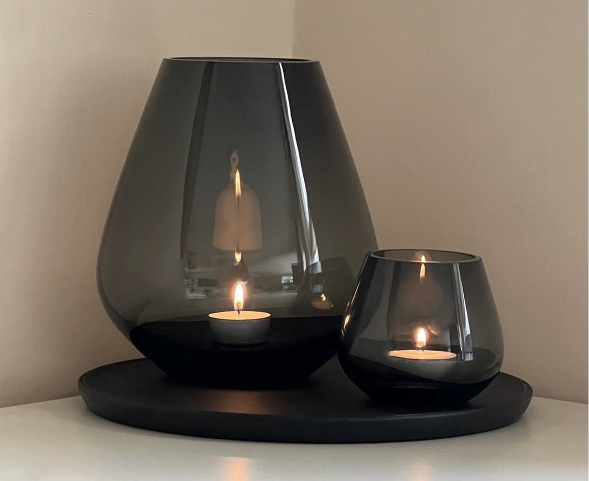 In2Deco Combi Deal Set van 2 Smokey Glazen Vazen en Windlichten