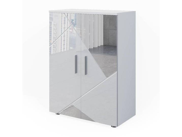 Vicco Midischrank Irma Weiß Hochglanz mit Einsätzen 60 x 81 cm, Holzwerkstoff, Rechteckig, 60x81x30 cm, Badezimmer, Badezimmerschränke, Midischränke
