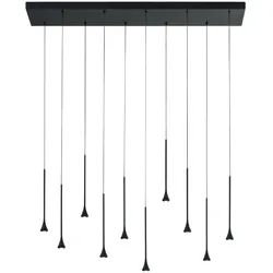 Fabas Luce Susa LED-Pendelleuchte, 10 x 5 W, 4650 lm, 3000 K, dimmbar, in schwarzem Metall, Schutzart IP20, höhenverstellbar bis 200 cm - Susa