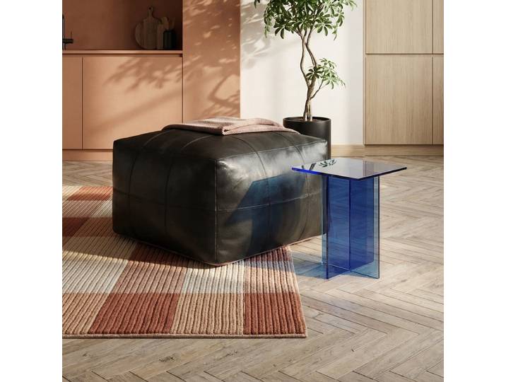Pouf Tenna 60 × 60 × 45 cm - Echtleder Schwarz