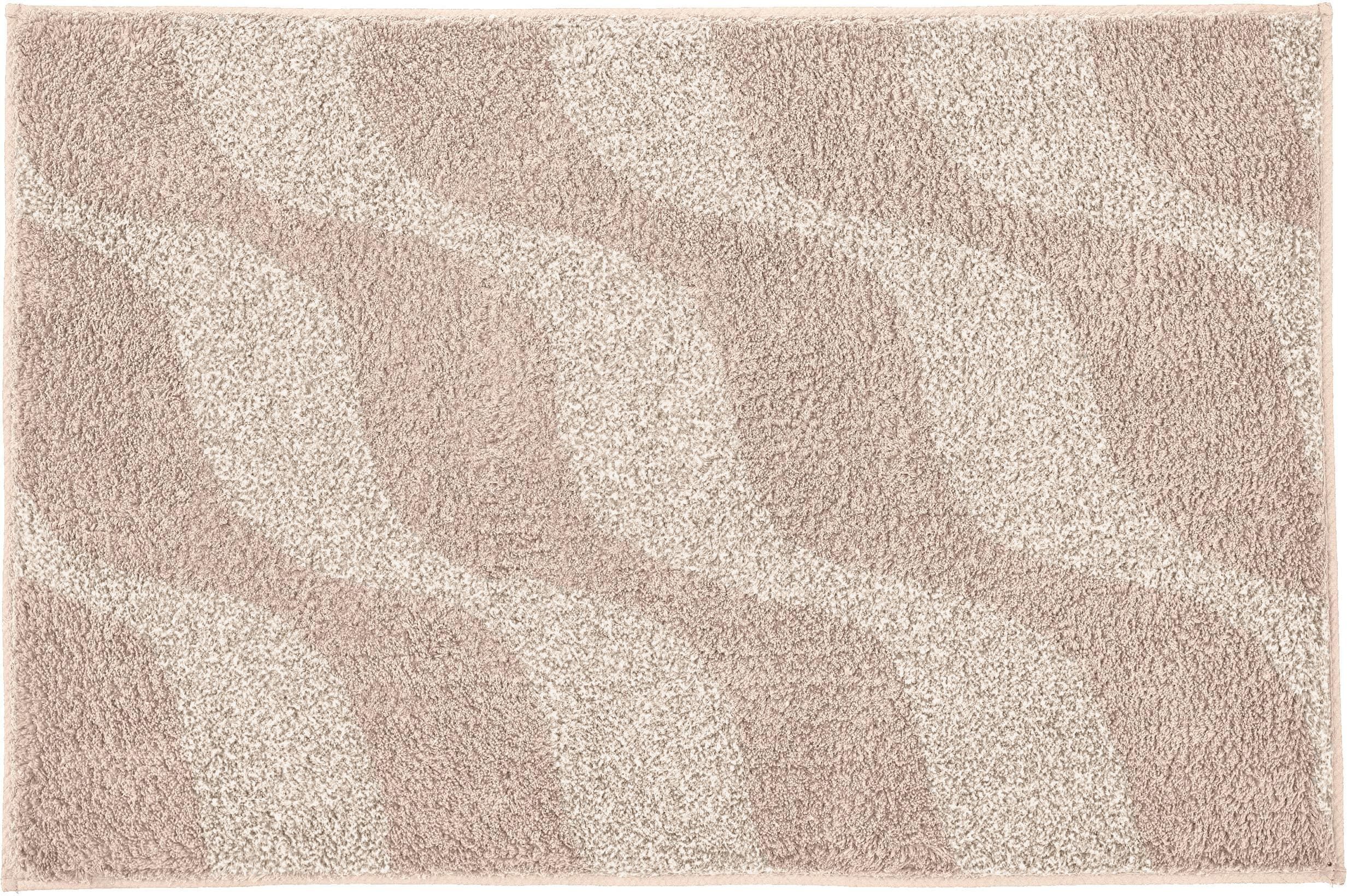 Badematte KLEINE WOLKE "»Onda«, Badvorleger, Badezimmer Teppich", macadamia, H:15mm, Polyacryl, Badematten, Badematte, Badteppich, modernes Ton in Ton Wellendesign, flauschig macadamia rechteckig (55cm x 65cm ), 1 Stk.