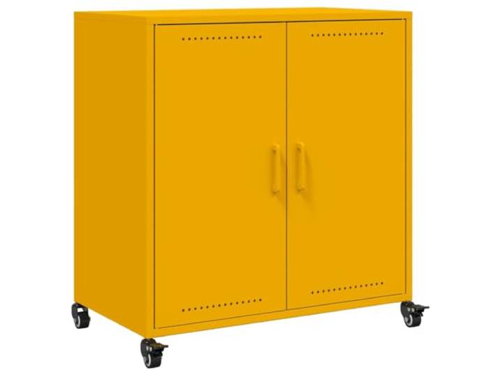 KKgypkn Sideboard Senfgelb 68x39x72 cm Stahl 4 Rollen, Leicht Zu Reinigen, Stauraum Für Zeitschriften, Bücher, Bürobedarf