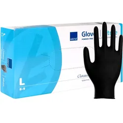 Nitrilhandschuhe Abena Classic Sensitive black L Gr. 9, puderfreie, unsterile Nitrilhandschuhe, 100 Stück/Box