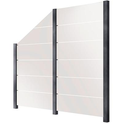 Zaun STAKET PRO, grau, Pfosten: 3 Stk., Aluminium, Glas, Zaunelemente, Glaszaun, Gesamtlänge: 2,17 m, 3 Pfosten