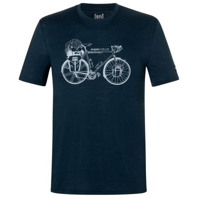 super.natural - Wander Wheel Tee - Merinoshirt Gr L blau