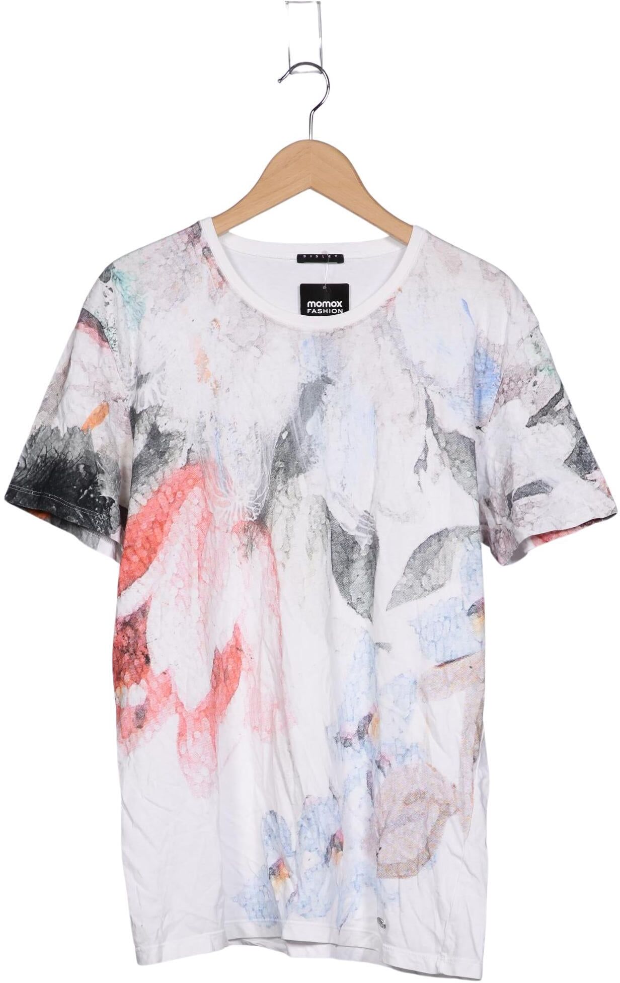 Sisley Herren T-Shirt, Weiß, Gr. L, kein / Etikett - Second Hand