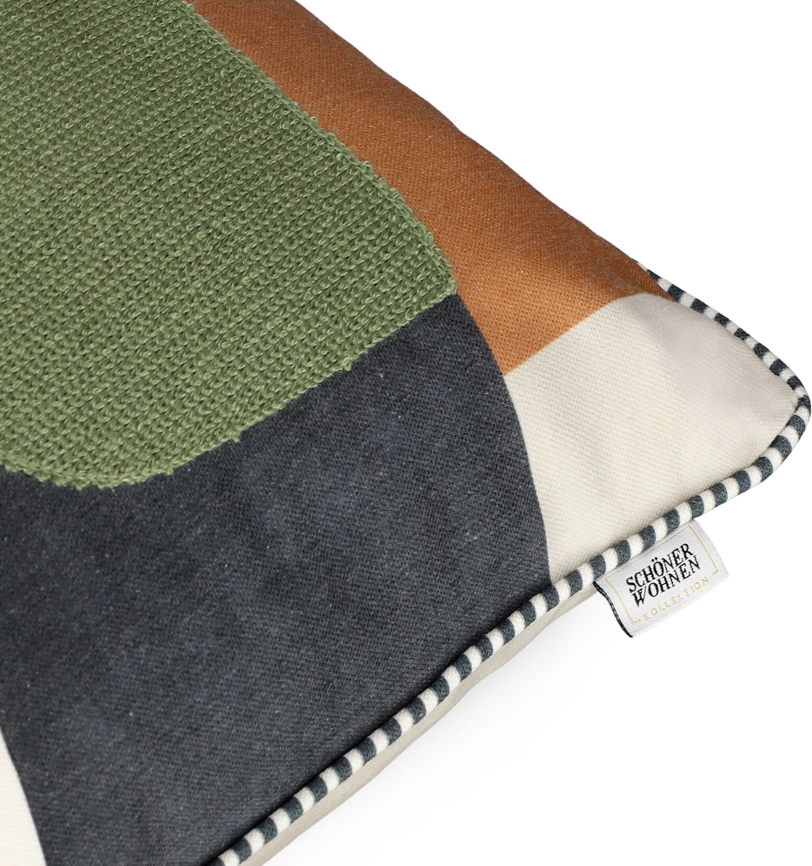 Dekokissen "Vibes", bunt (multi), B:58cm L:38cm, Obermaterial: 60% Polyester, 40% Baumwolle, SCHÖNER WOHNEN-KOLLEKTION, Dekokissen_Sitzkissen_Kissenhüllen, Dekokissen, mit grossflächiger Stickerei multi B/L: 58cm x 38cm, 1 Stk.