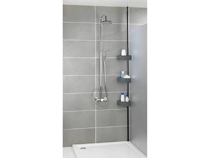 Teleskop-Eckregal Villata Ablagen: Polyresin Edelstahl rostfrei Grau 28 x 275 x 21cm