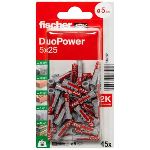 Fischer Duopower plug 5 x 25 mm, rood