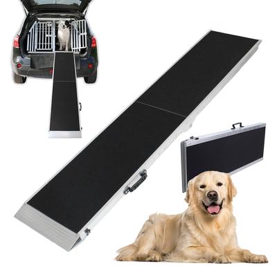 Baumarktplus TRUTZHOLM Hunderampe klappbar 215 cm Tragkraft 180 kg Aluminiumrampe faltbar rutschfest mit Griff