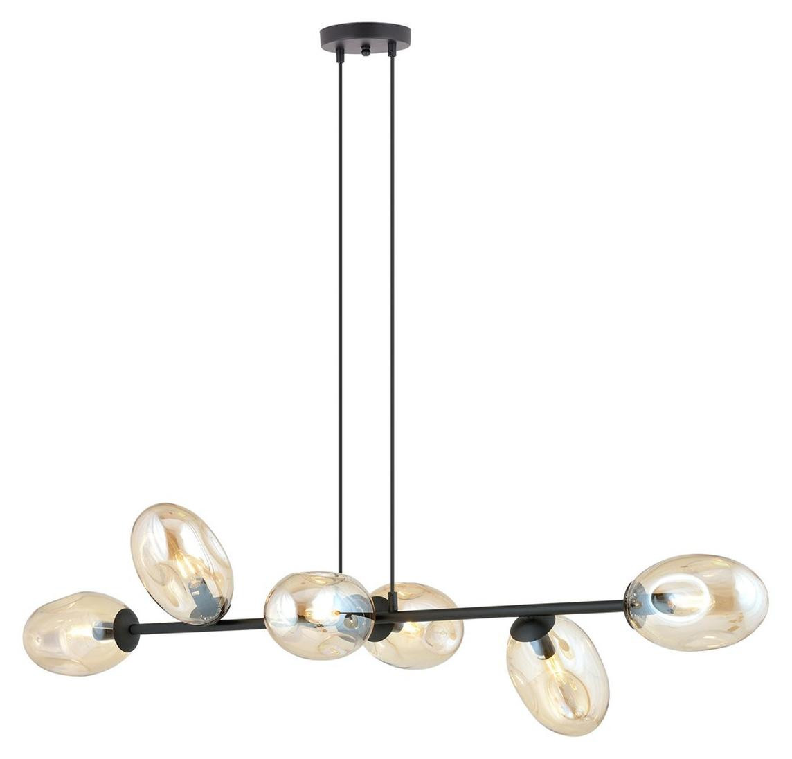 Kendra Home Hanglamp Pandora met zwart stalen frame en amberkleurige diffusers