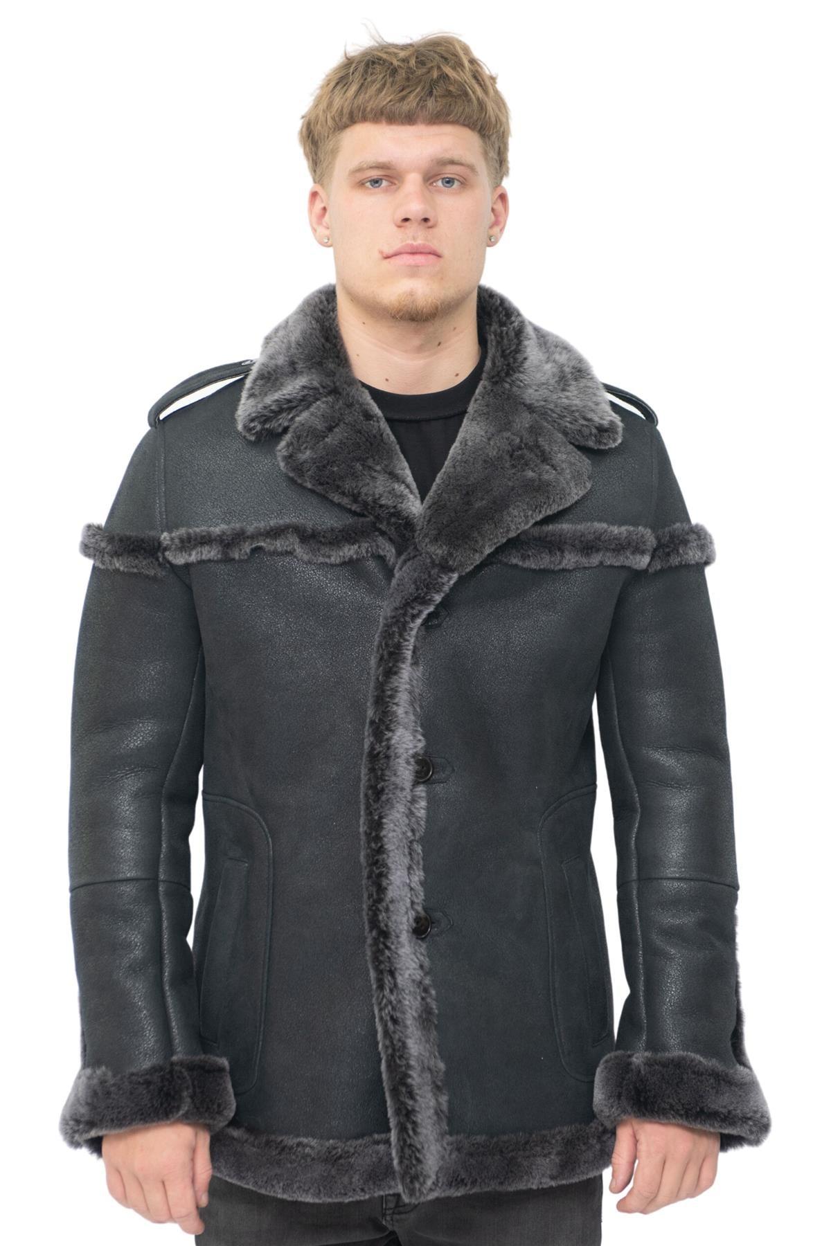 Herren-Jacke aus Merino-Schaffell-Wildleder mit Bindegürtel – Granada