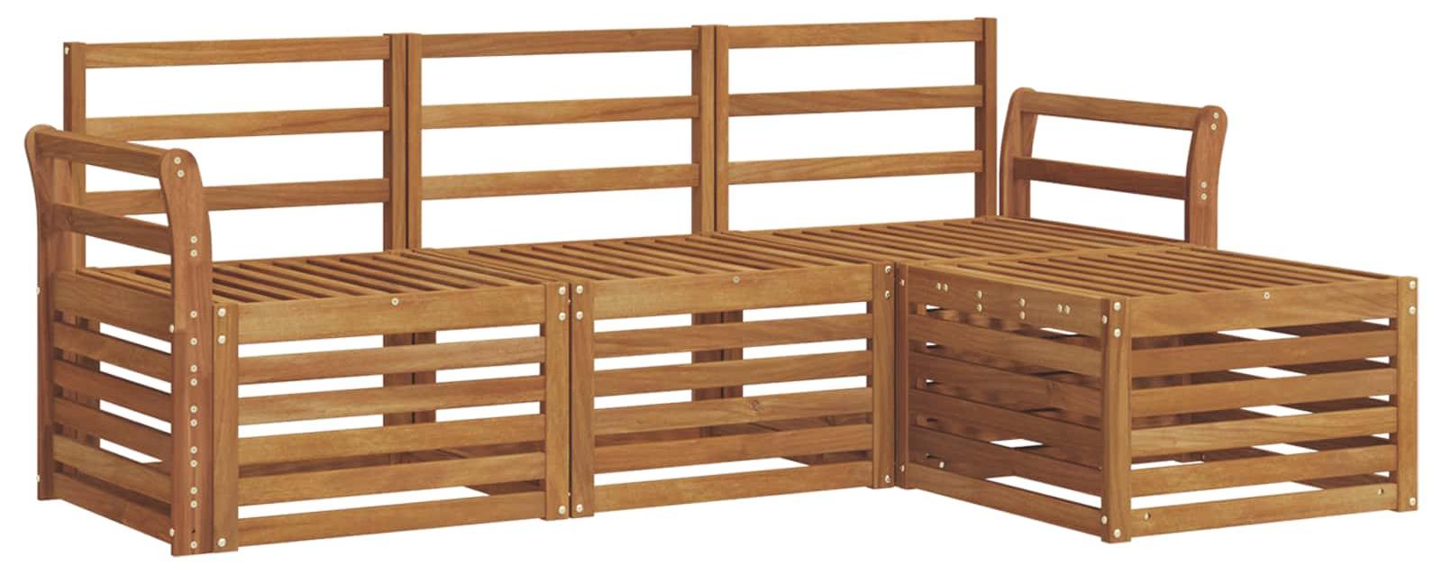 Outdoor-Sofagarnitur 4 pcs Natur