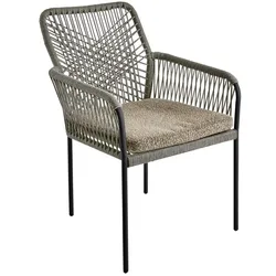 Gartenstuhl Vira von Brafab aus Metall und Olefin-Stoff, modern, braun schwarz, inkl. Kissen