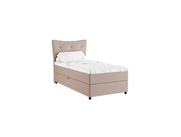 Homesy Boxbett Nevada 100x200 cm Polsterbett mit hochwertiger Bonell-Matratze und Topper - cappuccino, Cappuccino, Holz, Mode, 100x200 cm, Schlafzimmer, Betten, Boxspringbetten