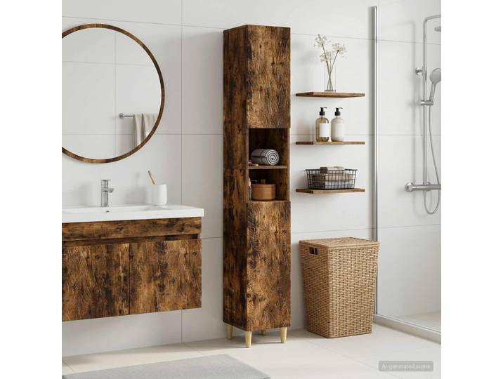vidaXL Badezimmerschrank mit offenem Regal DELFT Raucheiche