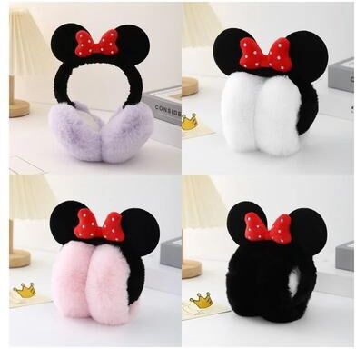Uplift Picks Minnie Mouse Style Bow Earmuffs Warm Cartoon Ear Warmers For Girls black