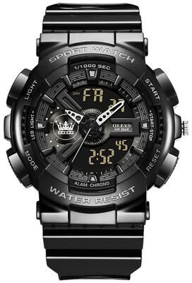 Everyday Crate OLEVS 1102 Waterproof Digital Watch For Men Multifunction LED Sports Wrist Watch black + White