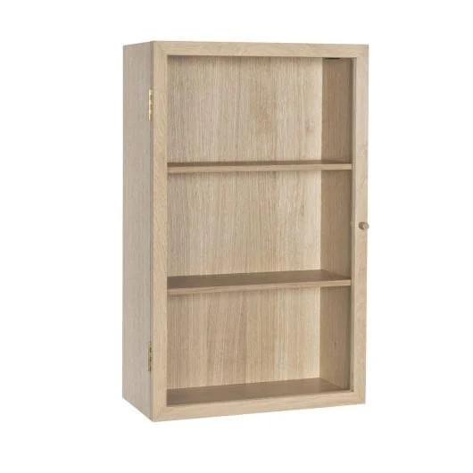 Hubsch Wandkast met glazen deuren en eiken fineer - naturel - H 80 cm