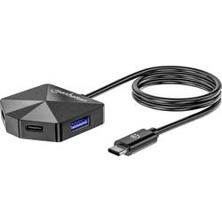 Manhattan 181150 USB-Hub 2+2 Port USB-C®, USB-A USB 3.0 5 GBit/s mit USB-C® Stecker Schwarz 4-Port USB 3.0 Type-C / Type-A Combo Hub 2x2