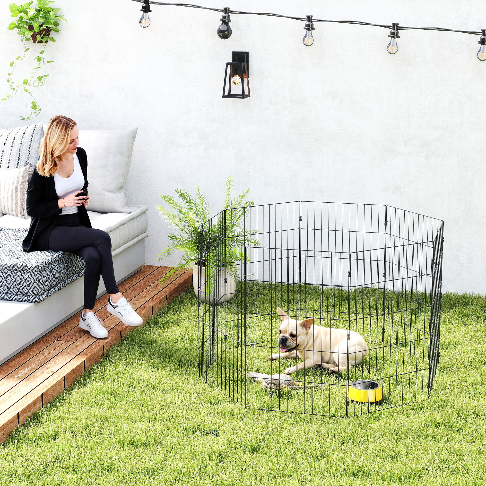 Pawhut Recinto per Cani Recinto Espandibile Pieghevole in Metallo 50x80 cm Nero   Aosom Italy