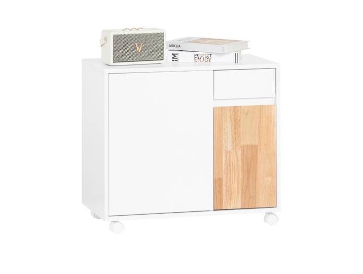SoBuy ASK04-WN Caisson de Bureau à roulettes, Support Imprimante Roulant, Organiseur Bureau, Meuble de Rangement Bureau