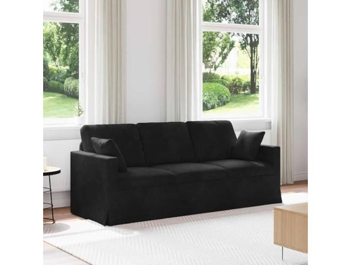 ZQQLVOO Sofa Schwarz 198 x 78 x 80 cm Samt Modular Design, Metallrahmen, Holzarmlehnen, Wohnzimmer, Schlafzimmer