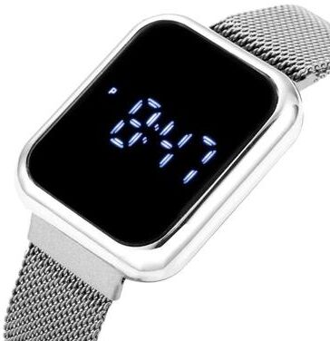 Uplift Essentials Digital LED Couple Watch Modern Waterproof Electronic Timepiece For Men And Women silver
