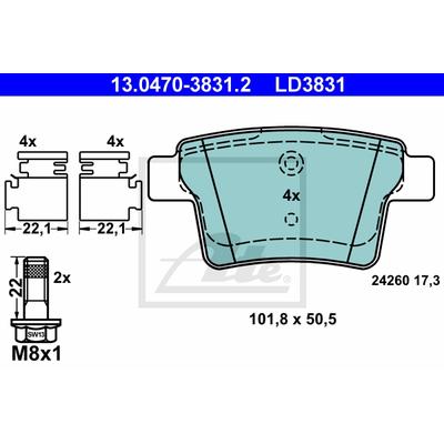 ATE Bremsensatz, Scheibenbremse Bremsen-Set VA + HA SIZW2N6X65 Hinterachse voll 280mm 12mm für Ford JAGUAR