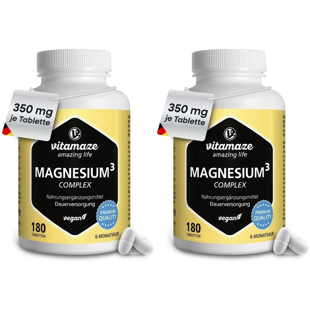Magnesium 350 mg Komplex Citrat/Oxid/Carbon.vegan 2x 2x180 St Tabletten