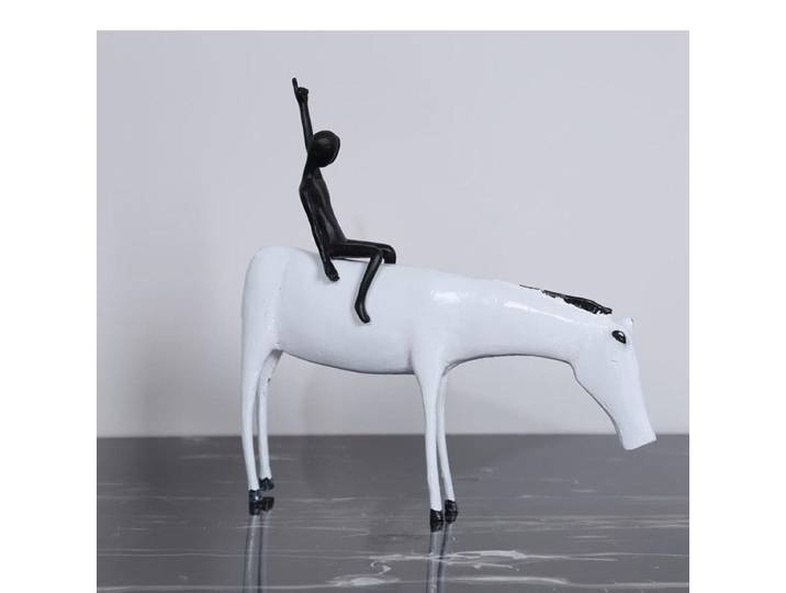Sculpture en métal de personnage abstrait, figurine de cavalier, ornements artisanaux, décoration de bureau, Statue de cheval, décoration esthétique moderne pour la maison