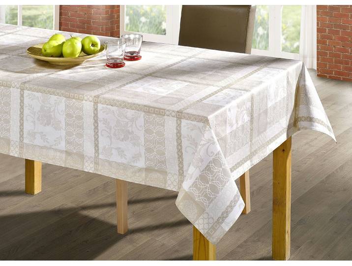 Tischdecke aus 100% Baumwolle mit Acryl-Versiegelung, Beige, Größe 110 (Tischdecke, 110/140 cm)