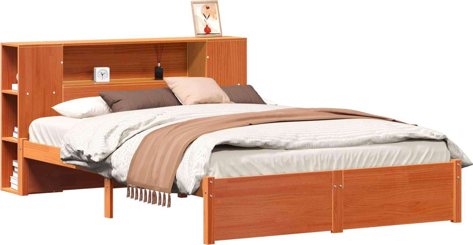 Bettgestell mit Aufbewahrungskopfteil 2 pcs Wachsbraun