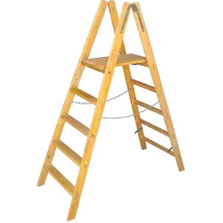 Holz Stehbrettleiter mit 2x10 Sprossen und Stufen