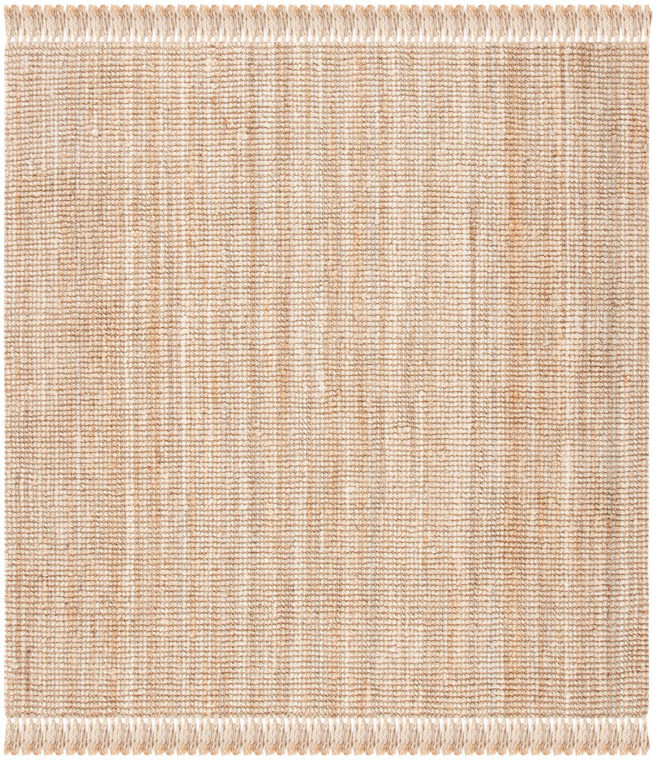 Blue Elephant Lin Handwoven Jute Brown/Ivory Area Rug Beige Square 122cm