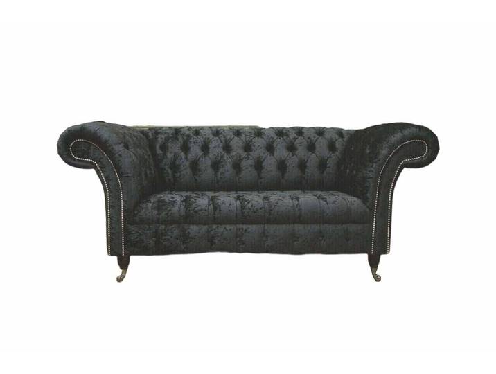 Xlmoebel Chesterfield-Sofa Englisches Büro Sofa 2-Sitzer in Schwarz, 1 Teile, Made in Europa