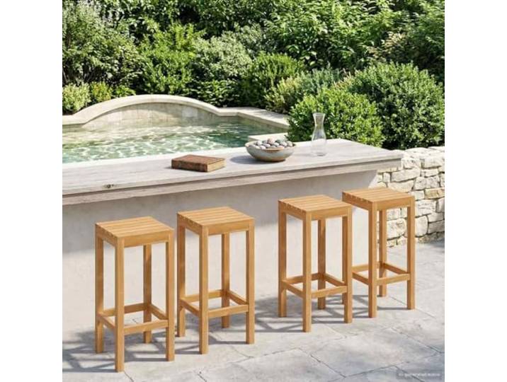 TUERYAFEK Barhocker 4 pcs Braun Massivholz Teak Wetterbeständig, Wasserbasierte Farbe, Quadratbeine, Modernes Design, Für Bartisch und Garten