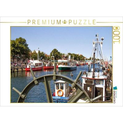 CALVENDO Puzzle Fischkutter und Fahrgastschiffe am Warnemünder Alten Strom | 1000 Teile Lege-Größe 64x48cm Foto-Puzzle für glückliche Stunden
