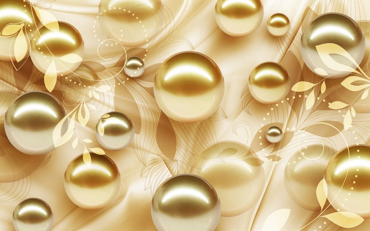 Fototapete PAPERMOON "Goldene Kugeln", bunt, B:3m L:2,23m, Vlies, Tapeten, Fototapete bunt B/L: 3m x 2,23m, Bahnen: 6 Stk.
