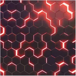 FOTOTAPETE Strukturierte Hexagone mit Neonlicht in Rot 240/240 cm