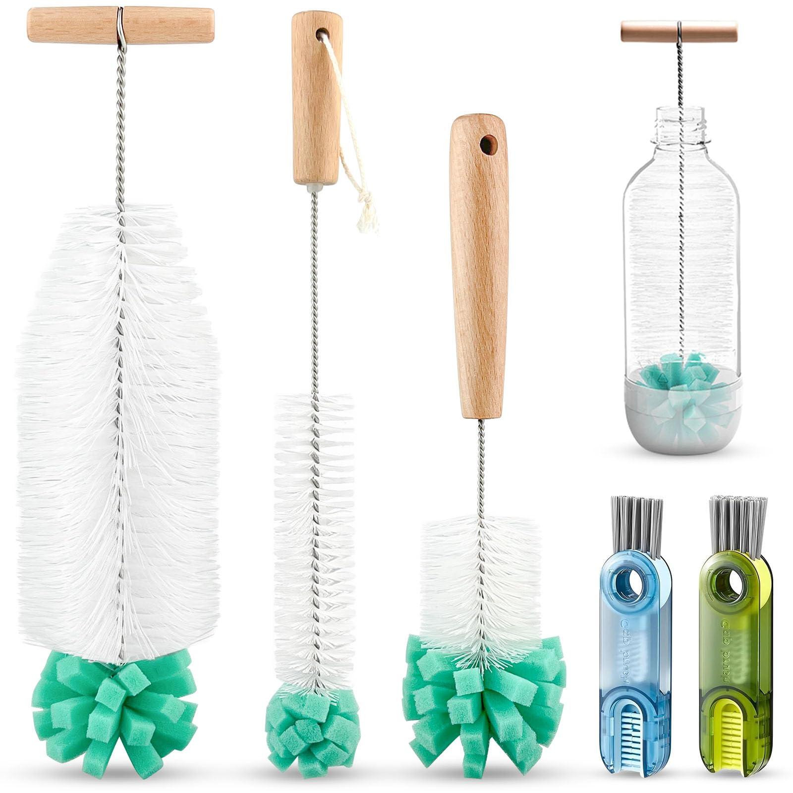 Dripio Set van 5 multifunctionele flessenborstels, groen/wit