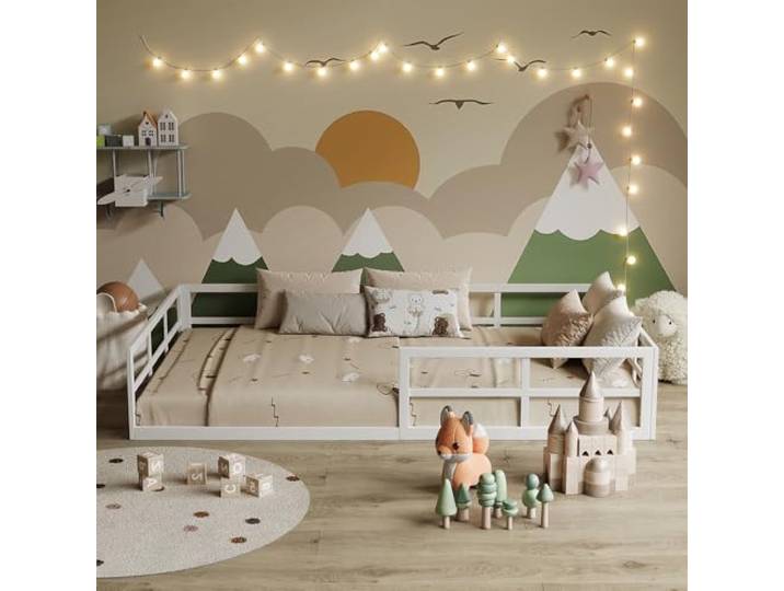 Vitalispa Kinderbett Minno , Weiß 120x200 mit Matratze, geeignet für Teenager als ausziehbares Gästebett nutzbar